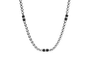 Edelstahlkette FOSSIL "Schmuck Geschenk Edelstahl Halskette MENS DRESS", schwarz (edelstahlfarben, schwarz), Halsketten, Damen, Edelstahl, L: 50 B: 4mm, Edelstahlkette, B:4mm (61081263-0) edelstahlfar