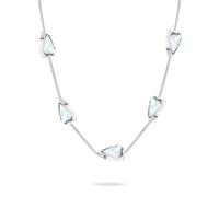Edelstahlkette LIEBESKIND BERLIN "Schmuck Geschenk Halskette Glass Heart", silber (edelstahlfarben, transparent), Halsketten, Damen, Edelstahl, L: 45 B: 1,3mm, Edelstahlkette, mit Glasstein, B:1,3mm (