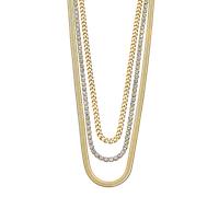 Edelstahlkette LOTUS "Iconic - Layering", gold (gelbgoldfarben, kristallweiß), Halsketten, Damen, Edelstahl, L: 50 B: 7,5mm, Edelstahlkette, mit Glasstein, B:7,5mm (41770510-0) gelbgoldfarben, kristal