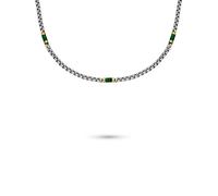 Edelstahlkette S.OLIVER "Schmuck Geschenk Edelstahl Halskette Basic Stones", silber (edelstahlfarben, gelbgoldfarben, grün), Halsketten, Herren, Edelstahl, L: 50 B: 3mm, Edelstahlkette, mit Tigerauge,