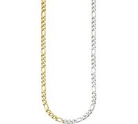 Edelstahlkette "Schmuck Geschenk Edelstahl Halsschmuck Figarokette", gelb (gelbgoldfarben, edelstahlfarben), ANISTON JEWELRY & WATCHES, Halsketten, Damen, Edelstahl, L: 55 B: 6,6mm, Edelstahlkette, B: