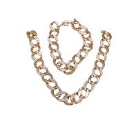 Edelstahlkette URBAN CLASSICS "Urban Classics Unisex Basic Diamond Necklace And Bracelet Set", gold, Halsketten, Damen, onesize, Zink, Edelstahlkette (90329736-0) gold
