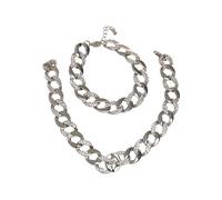 Edelstahlkette URBAN CLASSICS "Urban Classics Unisex Basic Diamond Necklace And Bracelet Set", silber, Armbänder, Damen, onesize, Zink, Edelstahlkette (40477525-0) silber