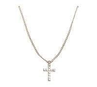 Edelstahlkette URBAN CLASSICS "Urban Classics Unisex Diamond Cross Necklace", gold, Halsketten, Damen, onesize, Zink, Edelstahlkette (85314231-0) gold