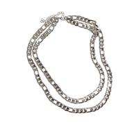 Edelstahlkette URBAN CLASSICS "Urban Classics Unisex Figaro Layering Necklace", silber, Halsketten, Damen, onesize, Eisen, Edelstahlkette (69871448-0) silber