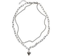 Edelstahlkette URBAN CLASSICS "Urban Classics Unisex Heart Icon Layering Necklace", silber, Halsketten, Damen, onesize, Eisen Zink, Eisen, Zink, Edelstahlkette (44556605-0) silber