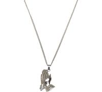 Edelstahlkette URBAN CLASSICS "Urban Classics Unisex Pray Hands Necklace", silber, Halsketten, Damen, onesize, Zink, Edelstahlkette (81149917-0) silber