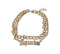 Edelstahlkette URBAN CLASSICS "Urban Classics Unisex Zodiac Golden Anklet" Gr. L, aquarius, Halsketten, Herren, L/XL, Eisen Stahl, Eisen, Stahl, Edelstahlkette (91353067-L) aquarius