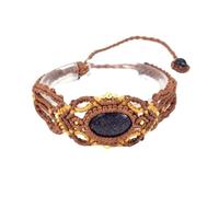 Edelstein-Armband - natürlicher Kristallquarz, ovale Form, handgefertigt, mit Fadenseil umwickelt, geflochtene Makramee-Stein-Armbänder, Schmuck für Frauen und Mädchen, Geschenk, blauer Sand, E