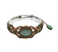 Edelstein-Armband - natürlicher Kristallquarz, ovale Form, handgefertigt, mit Fadenseil umwickelt, geflochtene Makramee-Stein-Armbänder, Schmuck für Frauen und Mädchen, Geschenk, grüner Aventu