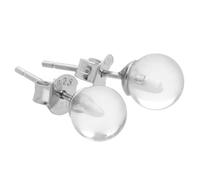 Edelstein Ohrstecker in 925er Silber | Kugel/Perle 6 mm Durchmesser | Ohrringe mit Verschluss (Bergkristall) | Lebensquelle Plus