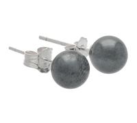 Edelstein Ohrstecker in 925er Silber | Kugel/Perle 6 mm Durchmesser | Ohrringe mit Verschluss (Hämatit) | Lebensquelle Plus