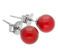 Edelstein Ohrstecker in 925er Silber | Kugel/Perle 6 mm Durchmesser | Ohrringe mit Verschluss (Karneol) | Lebensquelle Plus