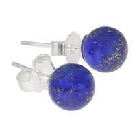 Edelstein Ohrstecker in 925er Silber | Kugel/Perle 6 mm Durchmesser | Ohrringe mit Verschluss (Lapislazuli) | Lebensquelle Plus
