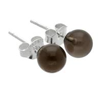 Edelstein Ohrstecker in 925er Silber | Kugel/Perle 6 mm Durchmesser | Ohrringe mit Verschluss (Rauchquarz) | Lebensquelle Plus