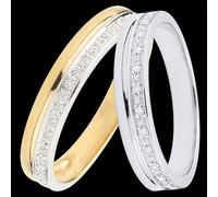 Edenly Duo Trauringe Élégance - Weiß- und Gelbgold & Weißgold mit Diamant