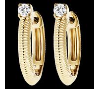 Edenly Fraîcheur Ohrringe - Bearbeitete Creolen - 9 Karat Gelbgold mit Diamant