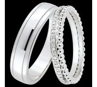 Edenly Horizon & Double rang Trauring-Duo - Weißgold & Diamanten - 9-karä