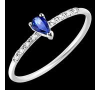 Edenly Ring Paradiesvogel - Birne - Weißgold, 18 Karat, mit einem Saphir und D