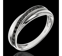 Edenly Ring Saturn Diamant - 13 schwarze Diamanten und Weißgold - 18 Karat