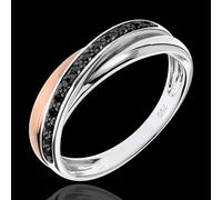 Edenly Ring Saturn Diamant - Schwarze Diamanten, Rot- und Weißgold - 18 Karat