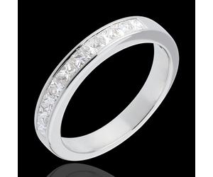 Edenly Trauring semi pavé in Weissgold - Kanalfassung - 0.8 Karat - 10 Diamant