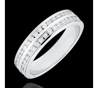 Edenly Trauring Weißgold Halbpavé - Kanalfassung zweireihig - 0.38 Karat - 42