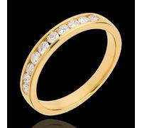 Edenly Trauring zur Hälfte mit Diamanten besetzt in Gelbgold - Kanalfassung -