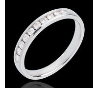 Edenly Trauring zur Hälfte mit Diamanten besetzt in Weissgold - Kanalfassung -