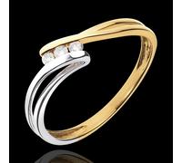 Edenly Trilogie Ring Kostbarer Kokon - Rauhreif -Weiß-und Gelbgold - Diamant 0
