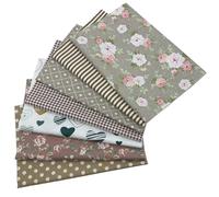 EDGEAM Baumwollstoff Meterware Stoffpaket Patchwork Stoff Baumwolle Stoffe zum Nähen 7 Stück 50 x 45 cm für Nähstoffe DIY Handwerk Scrapbooking (Braun, 50 x 45 cm)