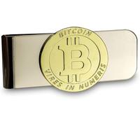 Edle Geldklammer aus Edelstahl mit vergoldetem Bitcoin-Emblem, Geschenk für Herren (Gold/Gold)