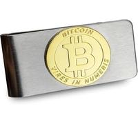 Edle Geldklammer aus Edelstahl mit vergoldetem Bitcoin-Emblem, Geschenk für Herren (Silber/Gold)