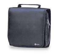 Edle Kosmetiktasche - Faltbare, kompakte Kulturtasche für Herren/Damen/Kinder, praktischer Kulturbeutel mit Aufhängung, verwendbar als Beautycase oder als Waschbeutel für Reisen in Schwarz