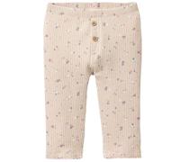 Edle Ripp Leggings beige Blümchen 104