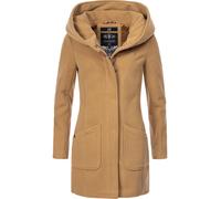 MARIKOO Damen Mantel Trenchcoat Wintermantel Übergangs Jacke Parka Lang B819 [B819-Maik-Camel-Gr.L]