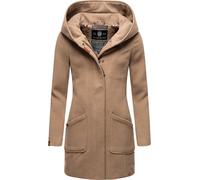 MARIKOO Damen Mantel Trenchcoat Wintermantel Übergangs Jacke Parka Lang B819 [B819-Maik-Taupe-Grey-Gr.L]