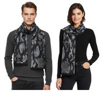 edler roberto cavalli Schal für Damen und Herren Halstuch aus reiner Wolle WOV06600004-01198 Schwarz/Grau