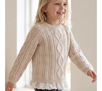 Edler Strickpullover Blusenborte beige 134/140