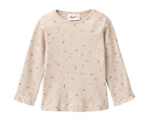 Edles Ripp Langarmshirt Blümchen 74/80