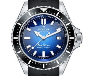 Edox Skydiver Neptunian | 80120-3NCA-BUIDN | Automatic 44 mm Blue Dial | Keramik Saphirglas 1000m Swiss Made | Profi-Taucheruhr Heliumventil | NEU OVP Full Set 2 Jahre Garantie