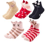 EduPlayte 5 Paar Weihnachtssocken Damen & Herren, Kuschelsocken Weihnachten EU 36-44, Weiche Christmas Socks, Weihnachts Socken, Perfekt als Weihnachtsgeschenke & Nikolaus Geschenke