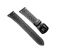 EDVENA Vintage Handgemachtes Uhrenarmband 18mm 19mm 20mm 21mm 22mm 24mm Leder Grau Schwarz Braun Atmungsaktives Poröses Uhrenarmband(Black White,24mm)
