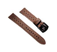 EDVENA Vintage Handgemachtes Uhrenarmband 18mm 19mm 20mm 21mm 22mm 24mm Leder Grau Schwarz Braun Atmungsaktives Poröses Uhrenarmband(Dark Brown,18mm)