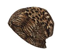 EdWal Beanie-Mütze mit Leopardenmuster, warm, gestrickt, lässig, weich, hautfreundlich, für Damen und Herren, Schwarz, Schwarz , Einheitsgröße
