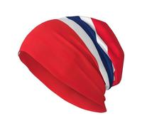 EdWal Beanie-Mütze mit norwegischer Flagge, warm, gestrickt, weich, hautfreundlich, für Damen und Herren, Schwarz, Schwarz , Einheitsgröße