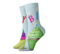 EdWal Bunte Happy Birthday Cupcakes Print Herbst warme Crew-Socken für Erwachsene Paare Kissen Stiefel Socken zum Laufen Wandern Athletic