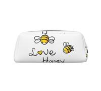 EdWal Federmäppchen mit Bienenmotiv, Honigdruck, großes Federmäppchen, Schreibwaren, Stiftetasche, Büro, Uni, Schule, Make-up-Tasche, silber, Einheitsgröße, Kulturbeutel