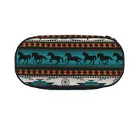 EdWal Federmäppchen mit Pferdemotiv, großes Fassungsvermögen, Schreibwaren, Stiftetasche, Büro, Uni, Schule, Schwarz , Einheitsgröße, Taschen-Organizer