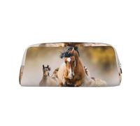 EdWal Federmäppchen mit Pferdemotiv, großes Federmäppchen, Schreibwaren, Stiftetasche, Büro, Uni, Schule, Make-up-Tasche, silber, Einheitsgröße, Kulturbeutel